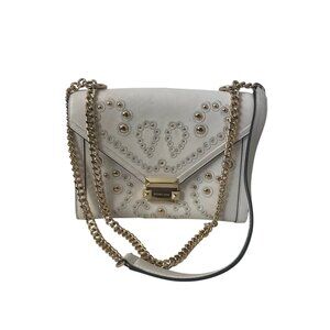 MICHAEL KORS Cream Leather Studded Convertible Chain Handbag